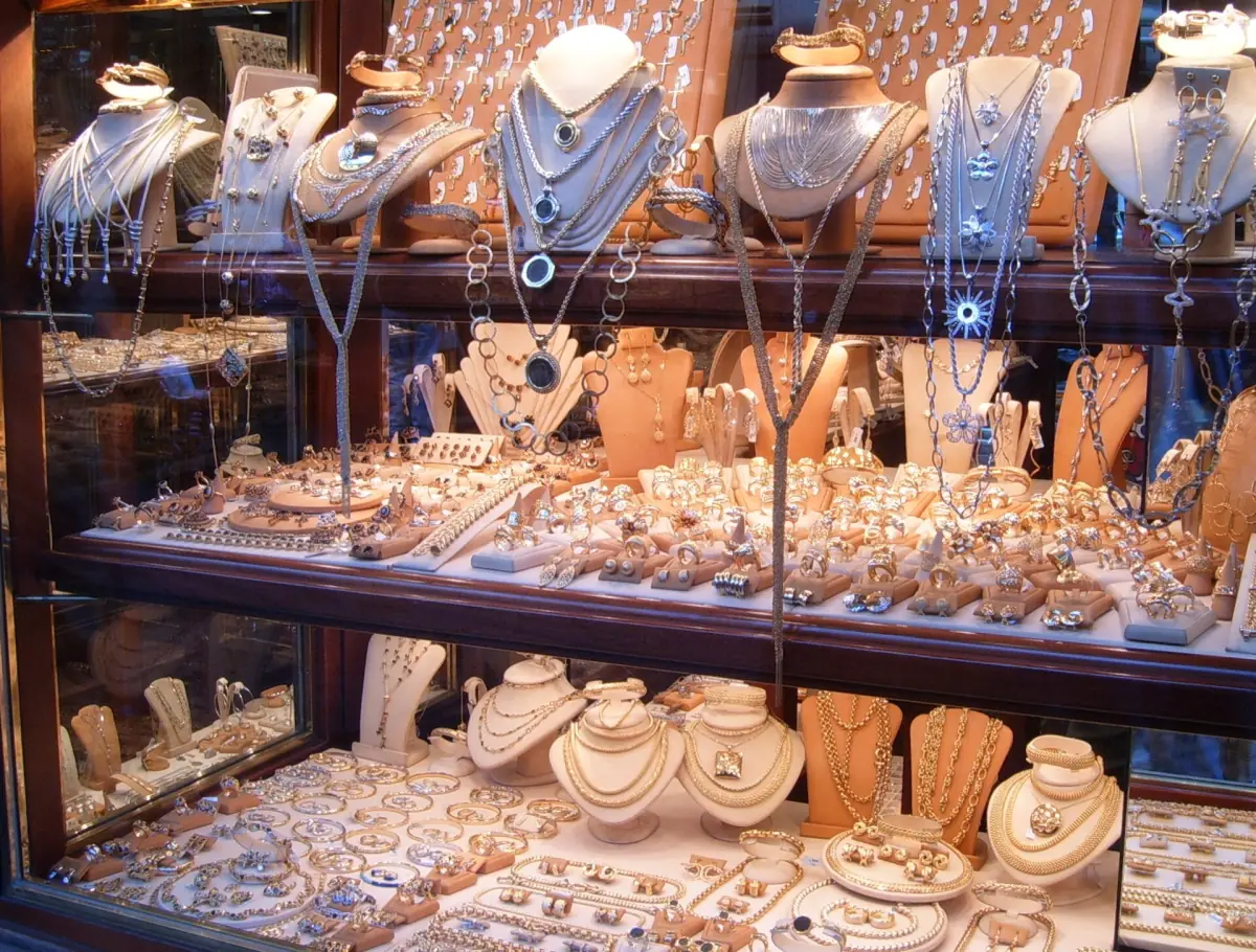 A jewellery display on the Ponte Vecchio