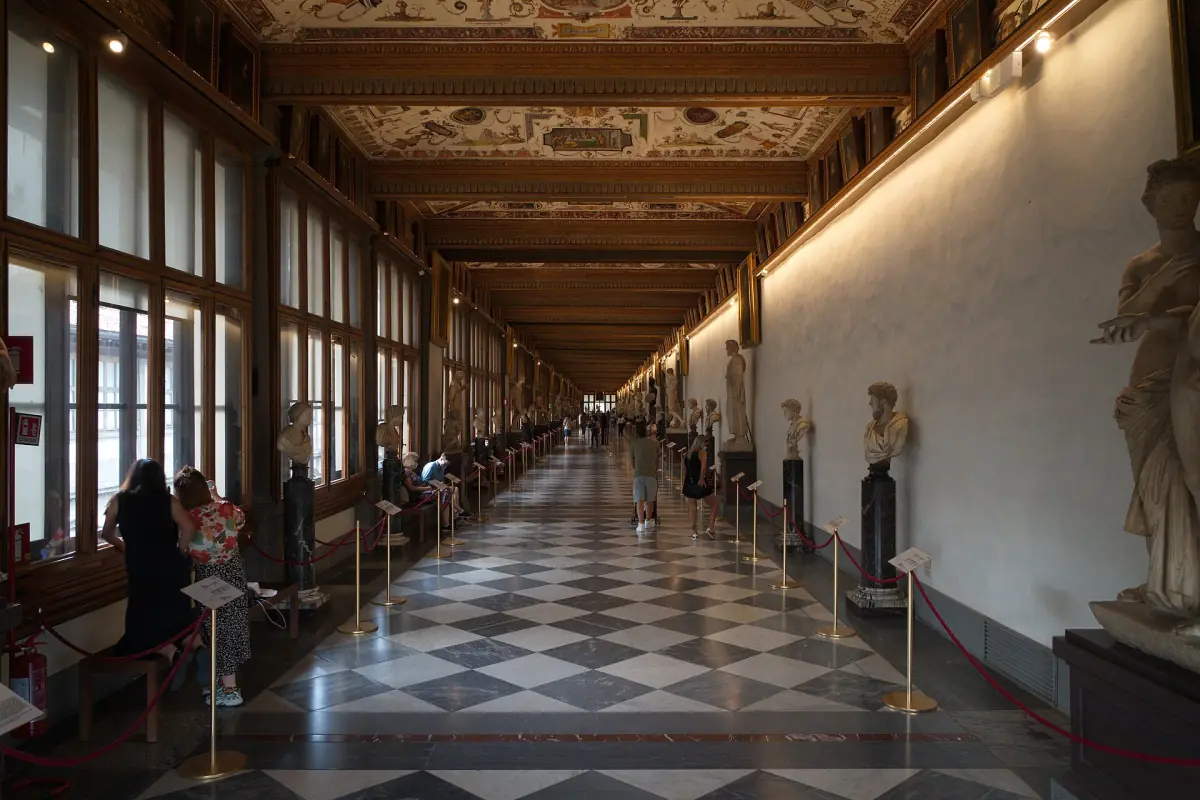 A gallery corridor in the Uffizi